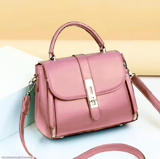 Pink PU Leather Crossbody Bag for Girls Medium Size