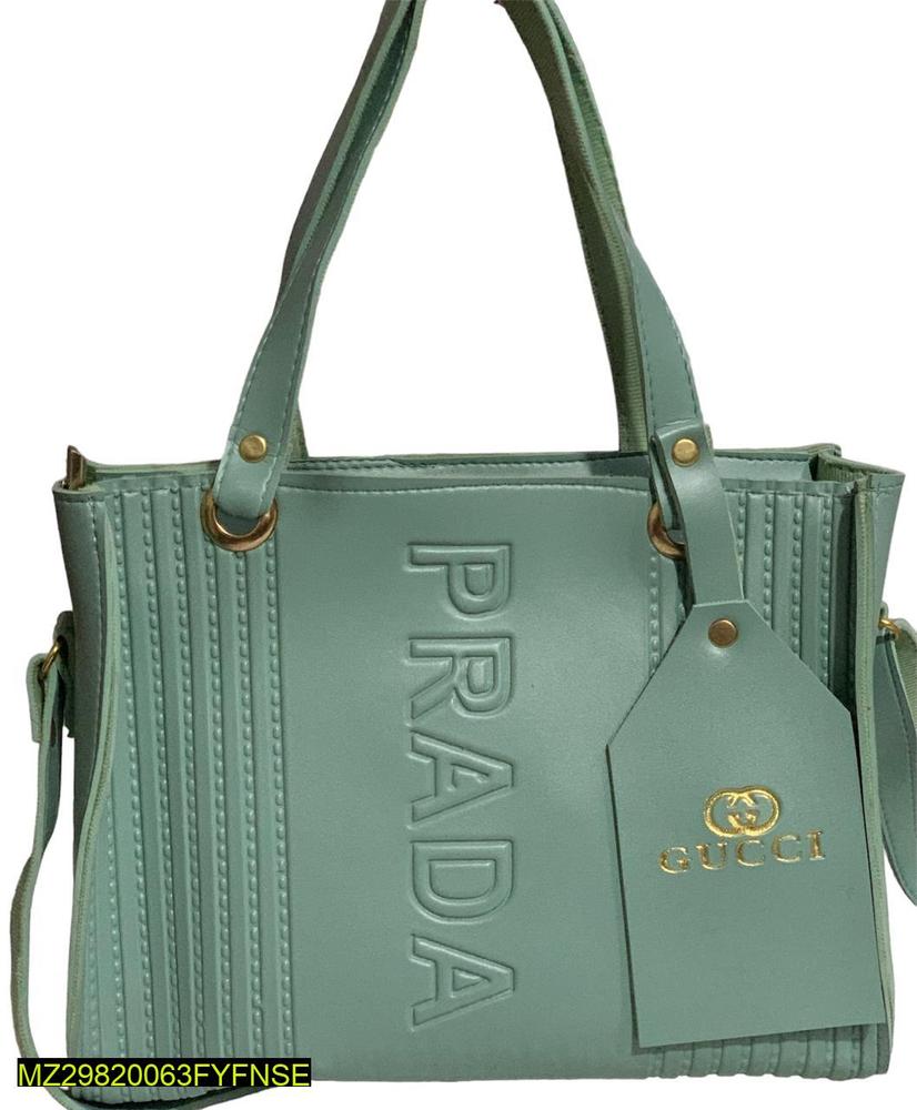 Green Women's Rexine Top Handle Handbag 13x9"