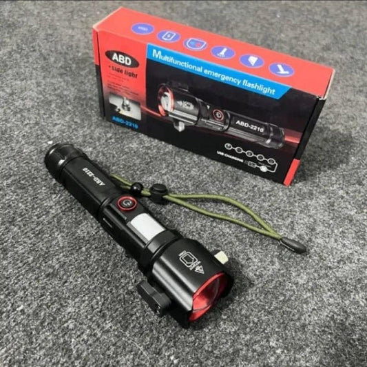 USB Rechargeable LED Flashlight ABD-2210 Black Tactical Torch