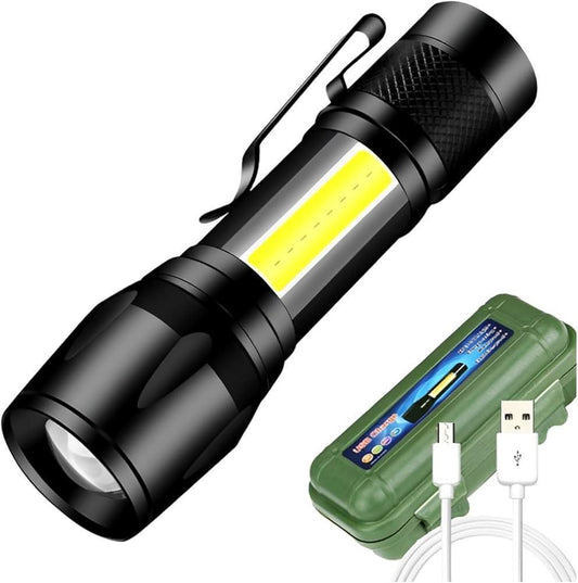 Rechargeable Mini LED Flashlight Black 500mAh USB